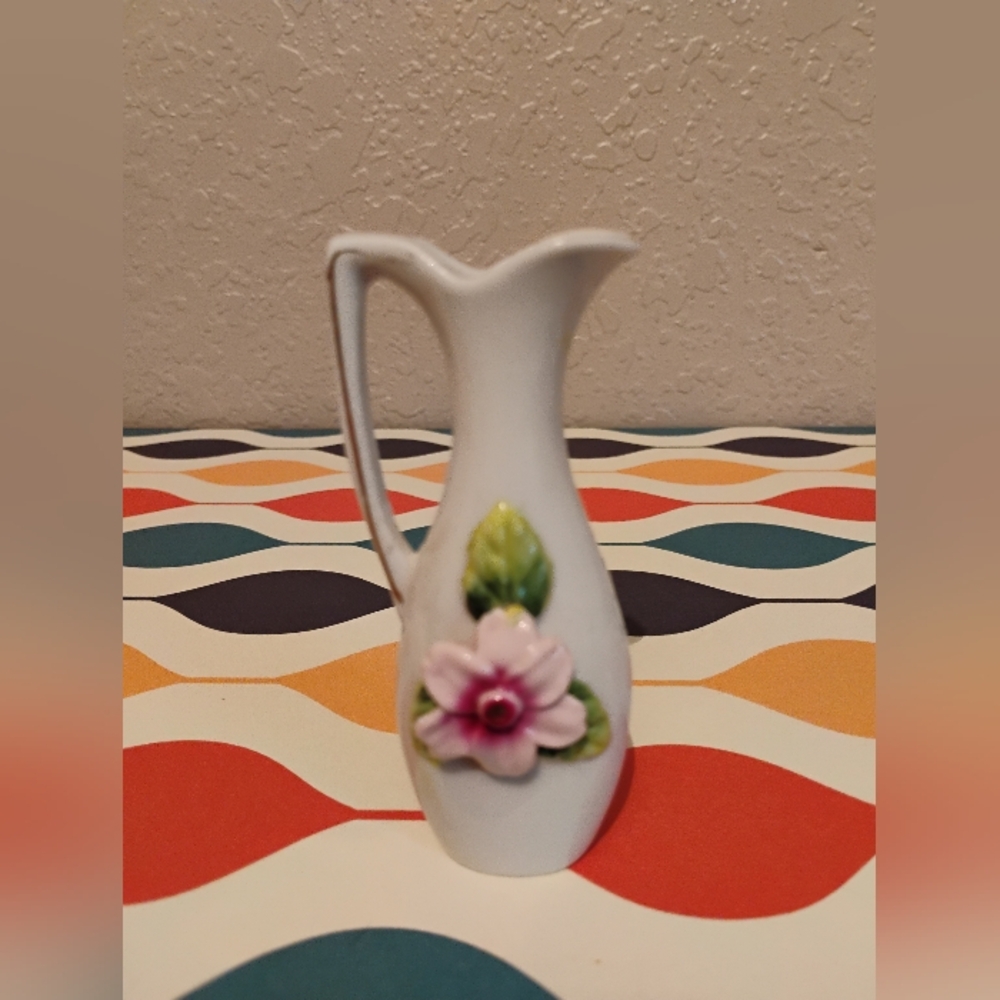 Vintage Ceramic‎ Miniature Bud Vase From Japan Pink Rose Flower Home Decor
